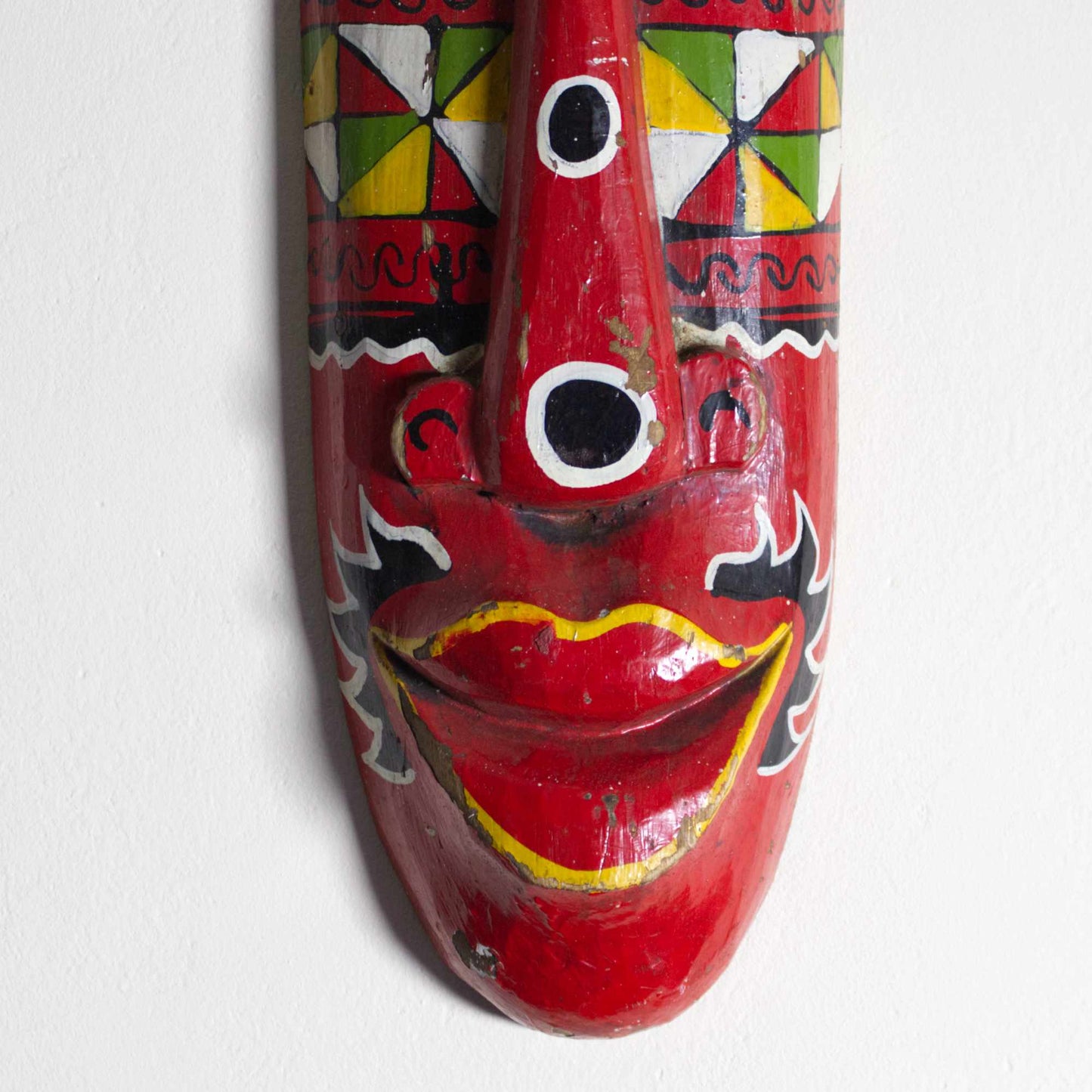 Antique vintage hand carved hand painted African totem pole wall hanging