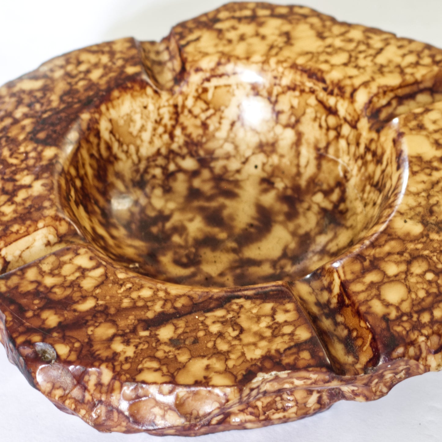 Vintage Mid-Century Alabaster Hand Cut Ash Tray / Key Bowl