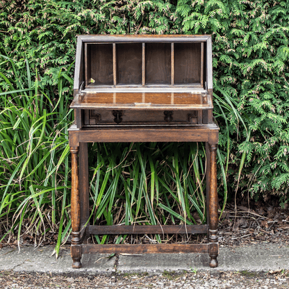 Vintage Antique 1850s Solid Wood English Bureau Writing Desk