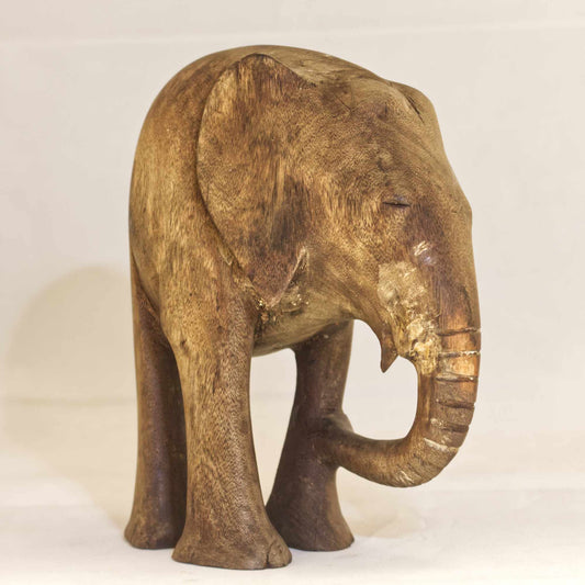 Vintage Hand Carved Mango Wood Elephant Ornament