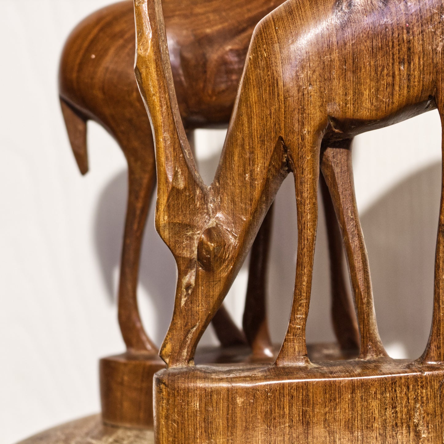 Vintage Mid-Century Pair Of Wooden Carved Antelopes