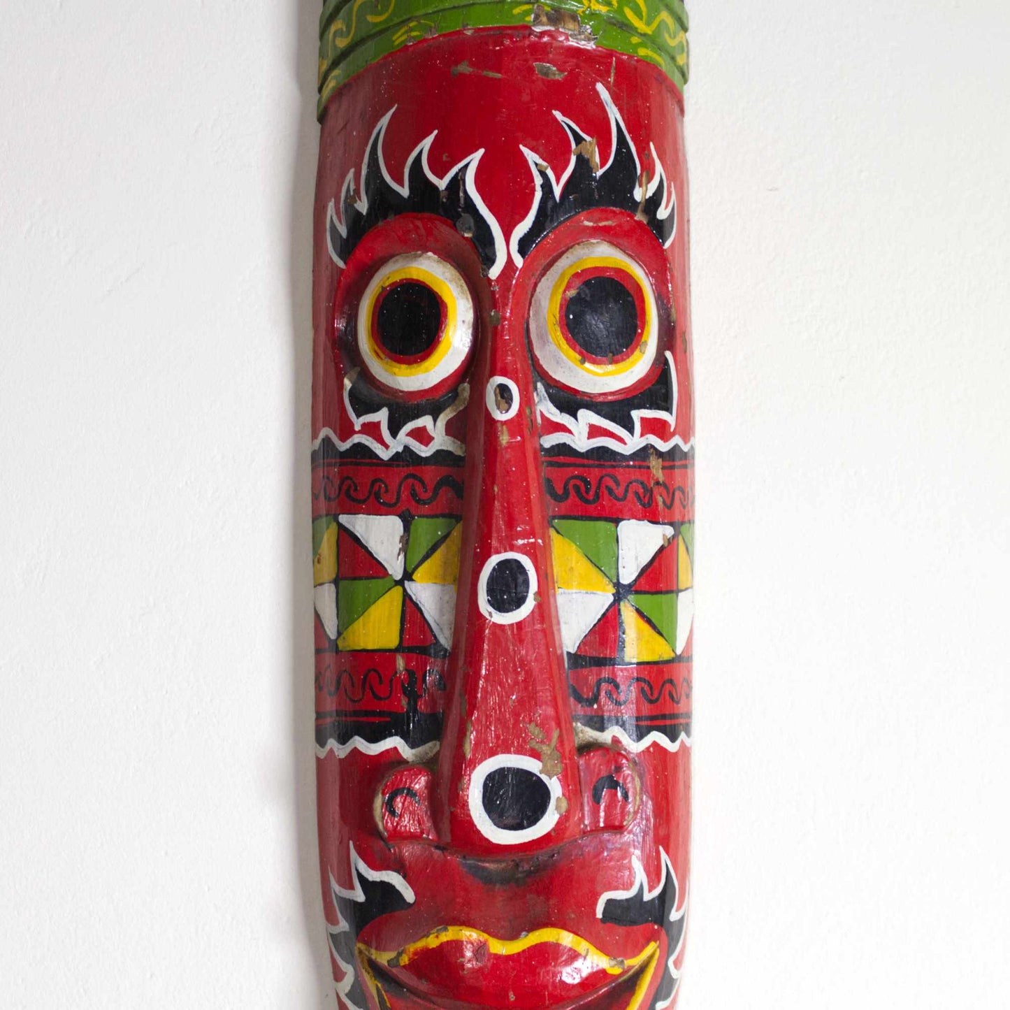 Antique vintage hand carved hand painted African totem pole wall hanging