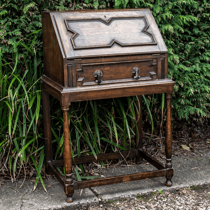 Vintage Antique 1850s Solid Wood English Bureau Writing Desk