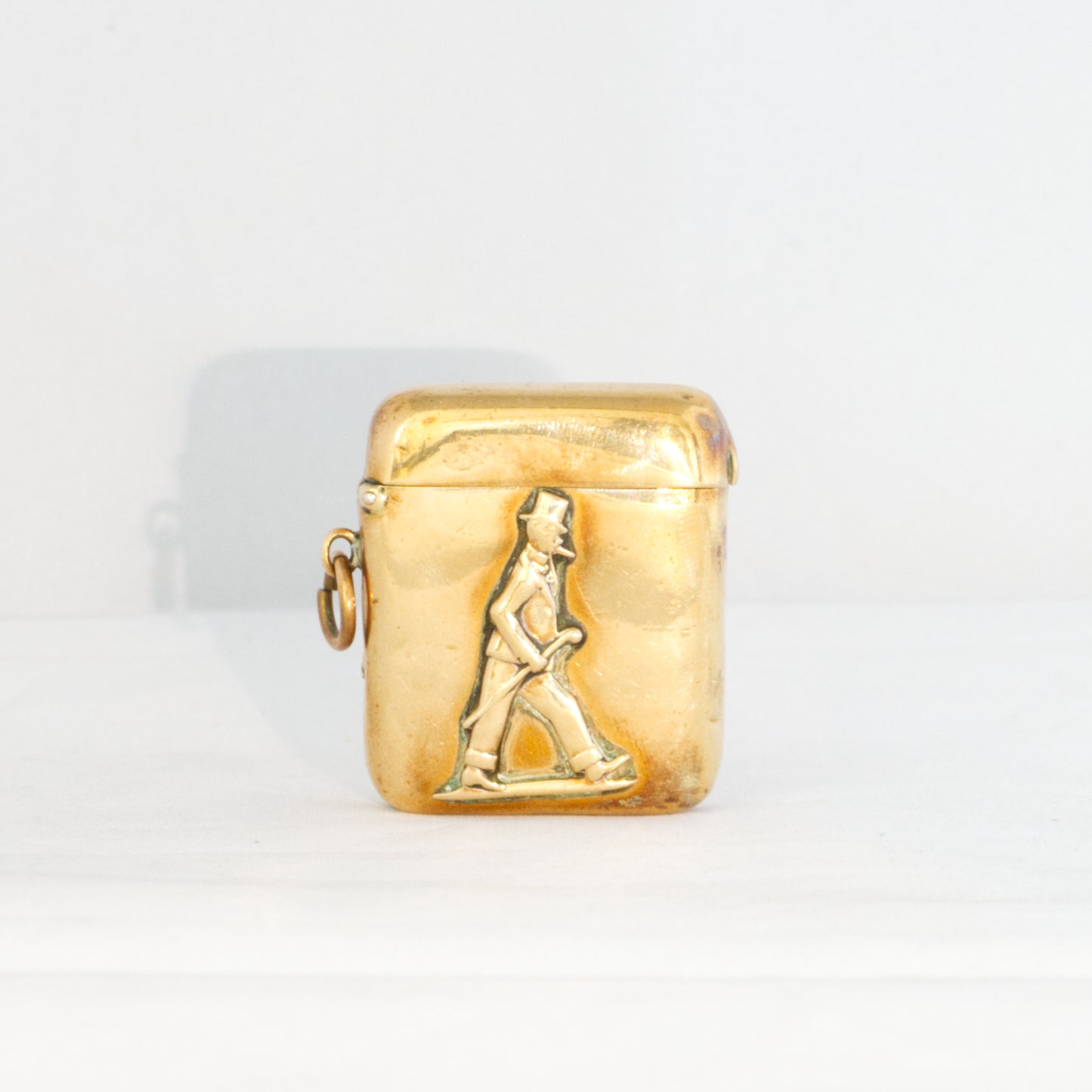 Antique Vintage Brass Vesta Match Striker Case