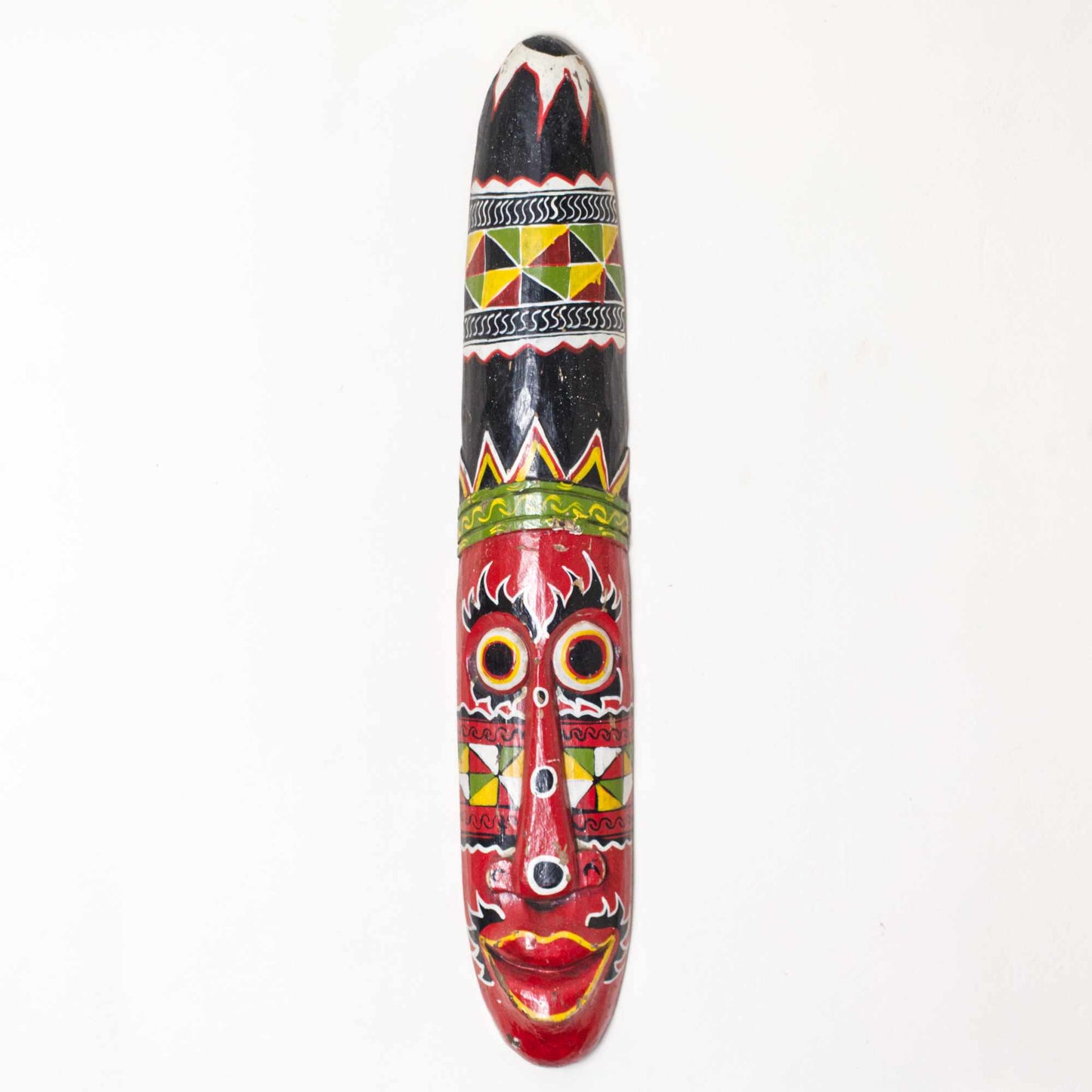 Antique vintage hand carved hand painted African totem pole wall hanging