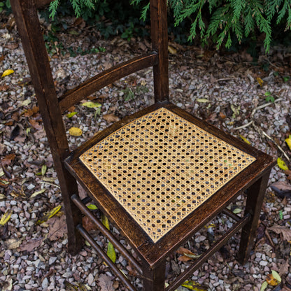 Antique Vintage Edwardian Wicker Seat Ladder Back Chair